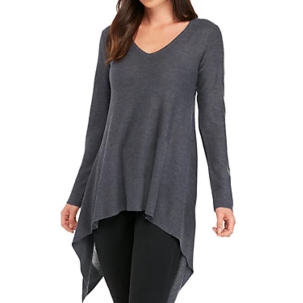 Cupio
Long Sleeve Exaggerated High Low Sweater light weight v-neck soft tunic